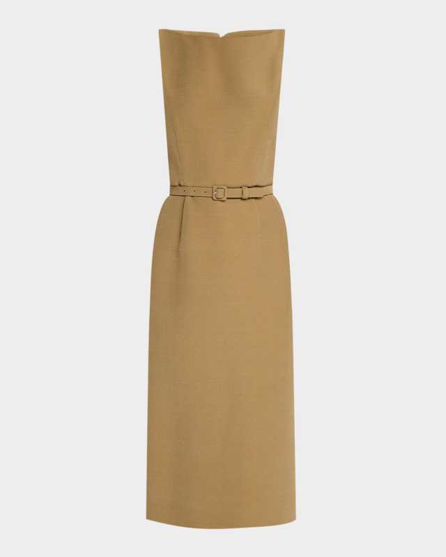 Blaire Belted Midi Silk Wool Dress